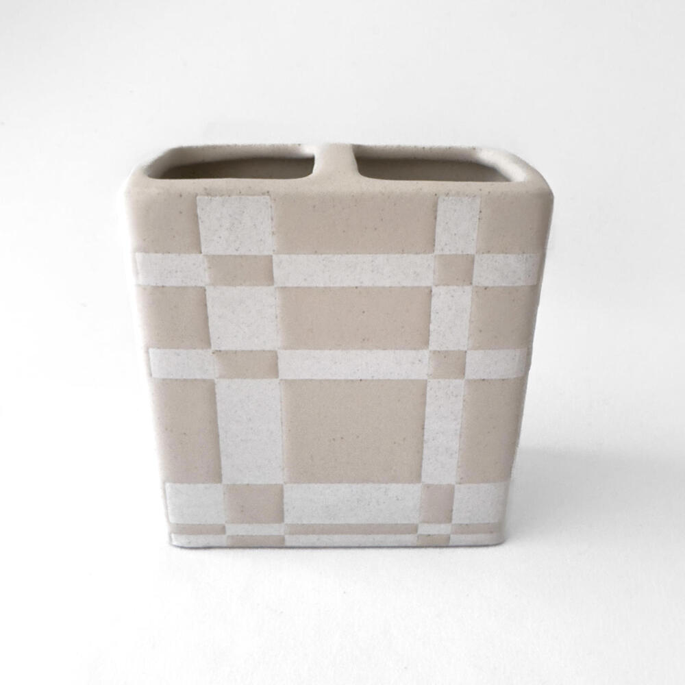 New Koolaburra‎ by UGG Modern Ceramic Plaid Toothbrush Holder
